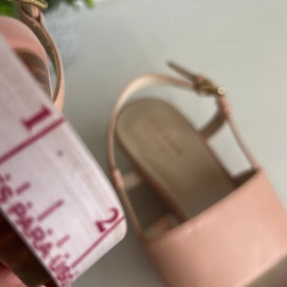 Cole Haan Sandals Women Pink Leather Slingback Wedge Buckle - Picture 15 of 17